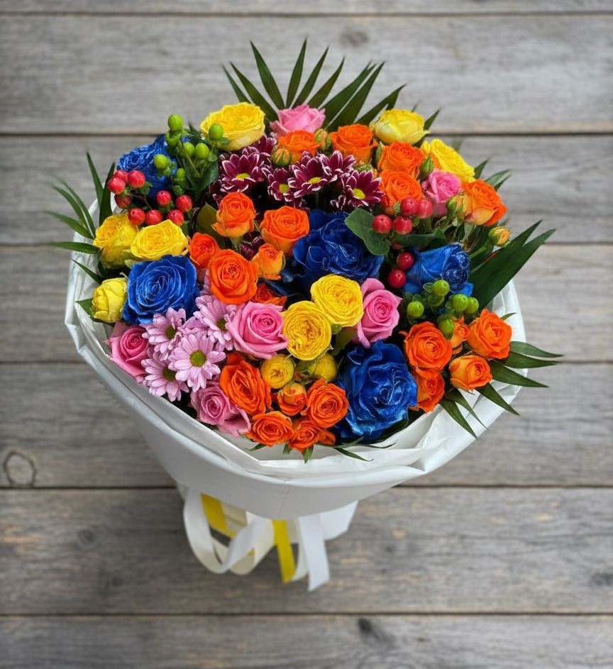 Букет цветов из: Розы и Хризантемы в Бакчаре