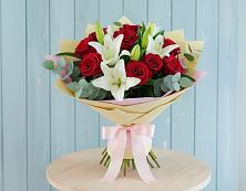 Букет цветов из:  Лилии и Розы #REPLACE_PRED# Бакчаре