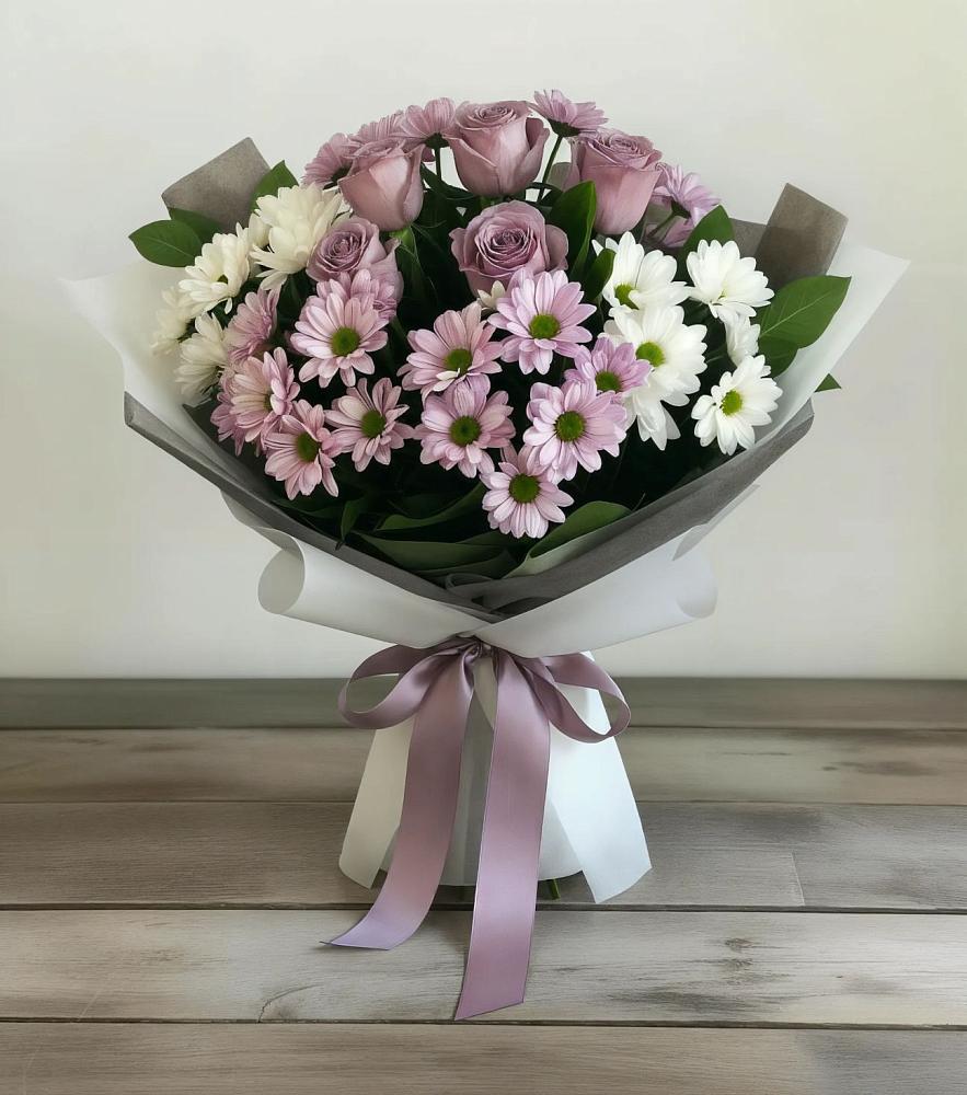 Букет цветов из: Хризантемы и Розы в Бакчаре