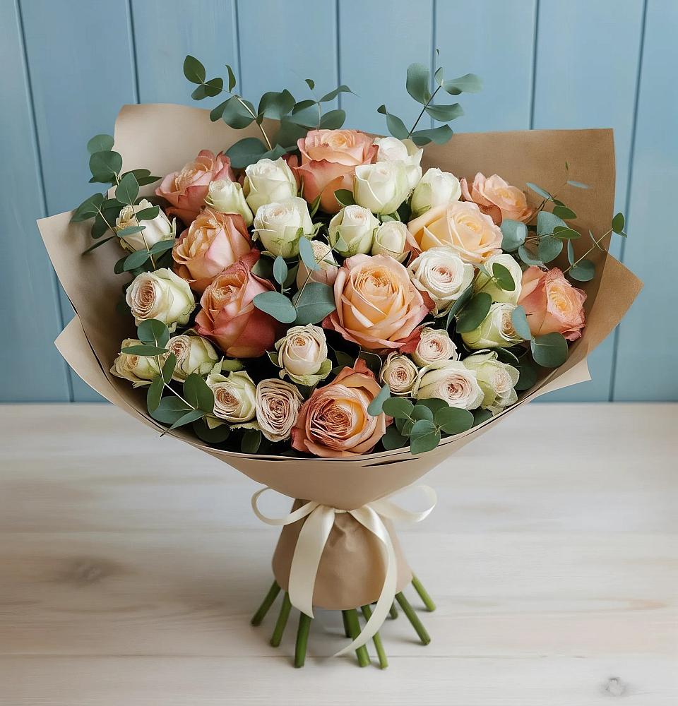 Букет цветов из: Альстромерии и Розы в Бакчаре