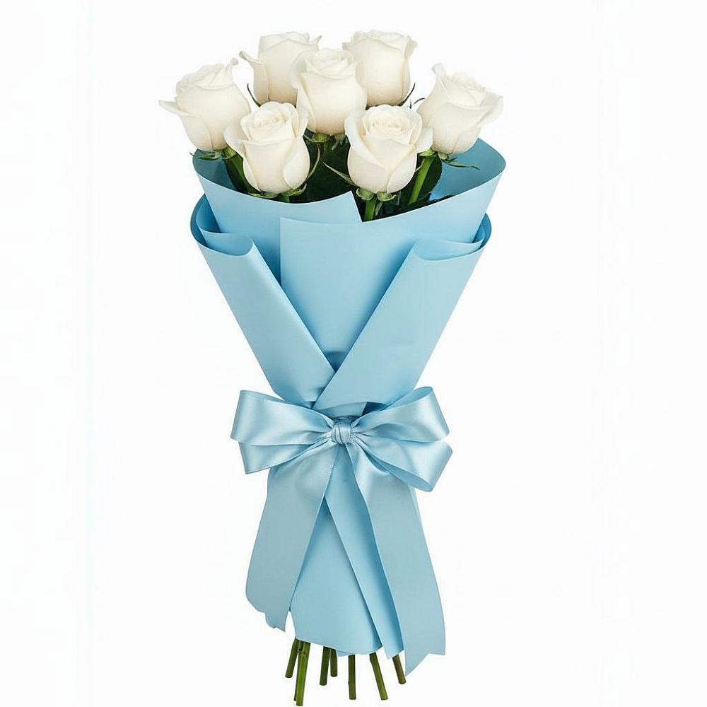 Букет 7 белых роз Проуд в Бакчаре