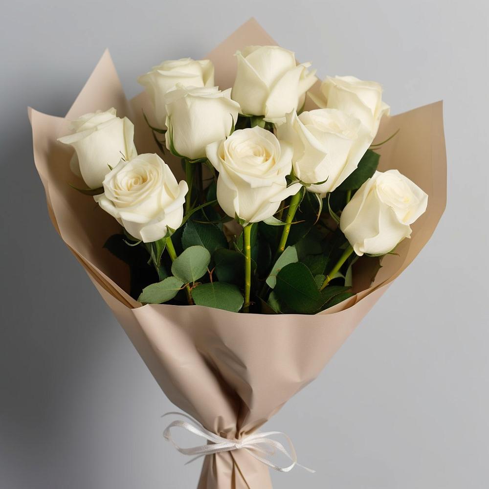 Букет 9 Белых роз Эдлесс Лав в Бакчаре