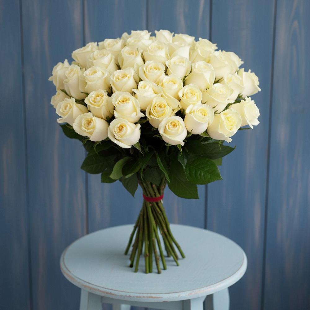 Букет 51 Белая роза Эдлесс Лав в Бакчаре