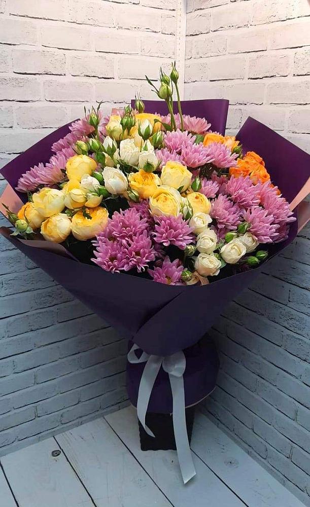 Букет цветов из: Хризантемы и Розы в Бакчаре