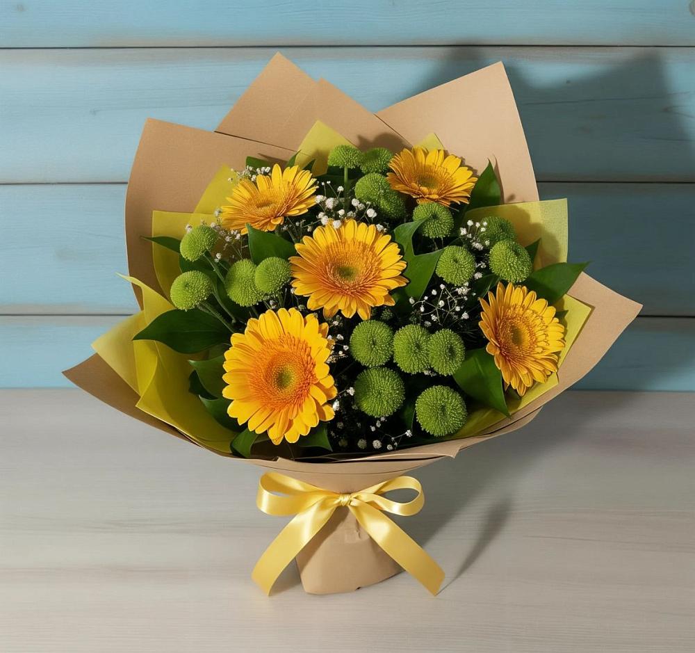 Букет цветов из: Герберы и Хризантемы в Бакчаре