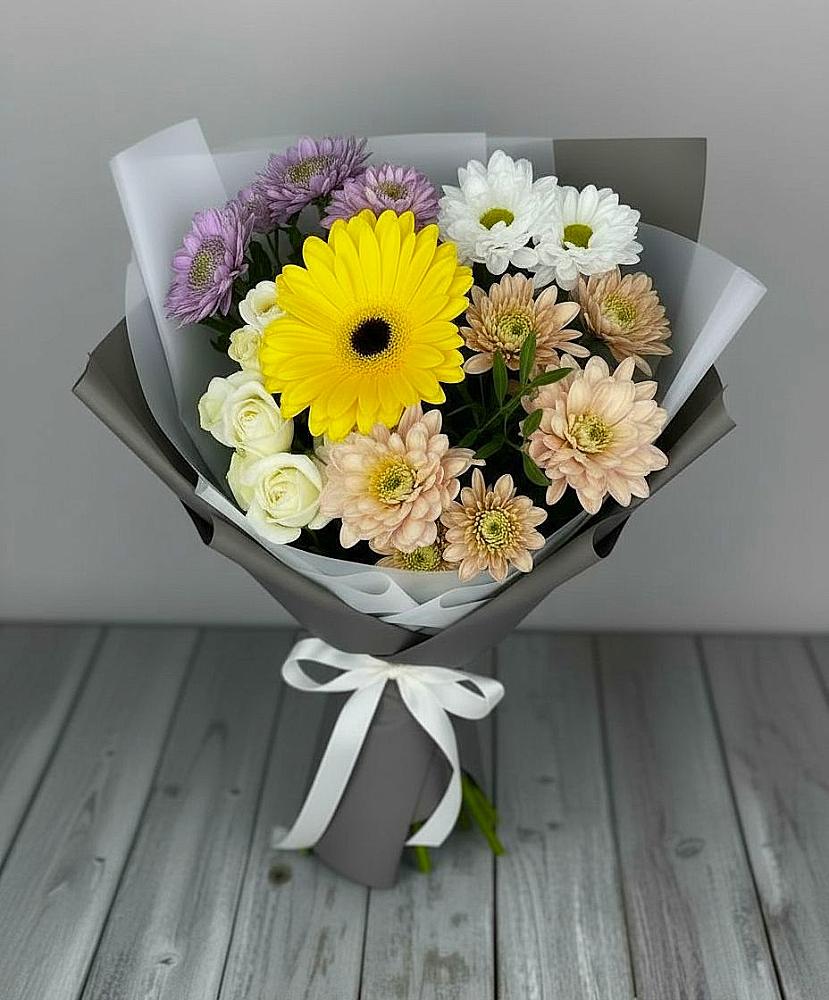 Букет цветов из: Розы, Герберы и Хризантемы в Бакчаре