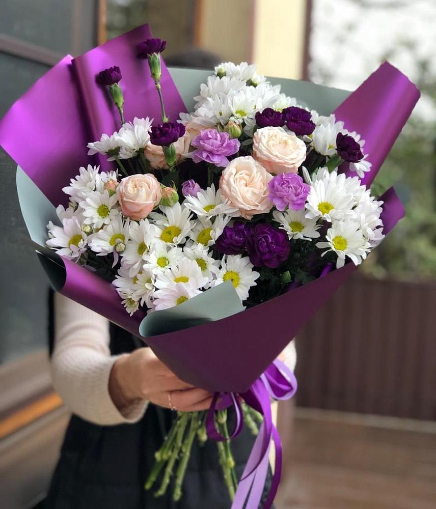 Букет цветов из: Хризантемы, Гвоздики и Розы в Бакчаре