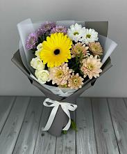 Букет цветов из:  Розы, Герберы и Хризантемы в Бакчаре