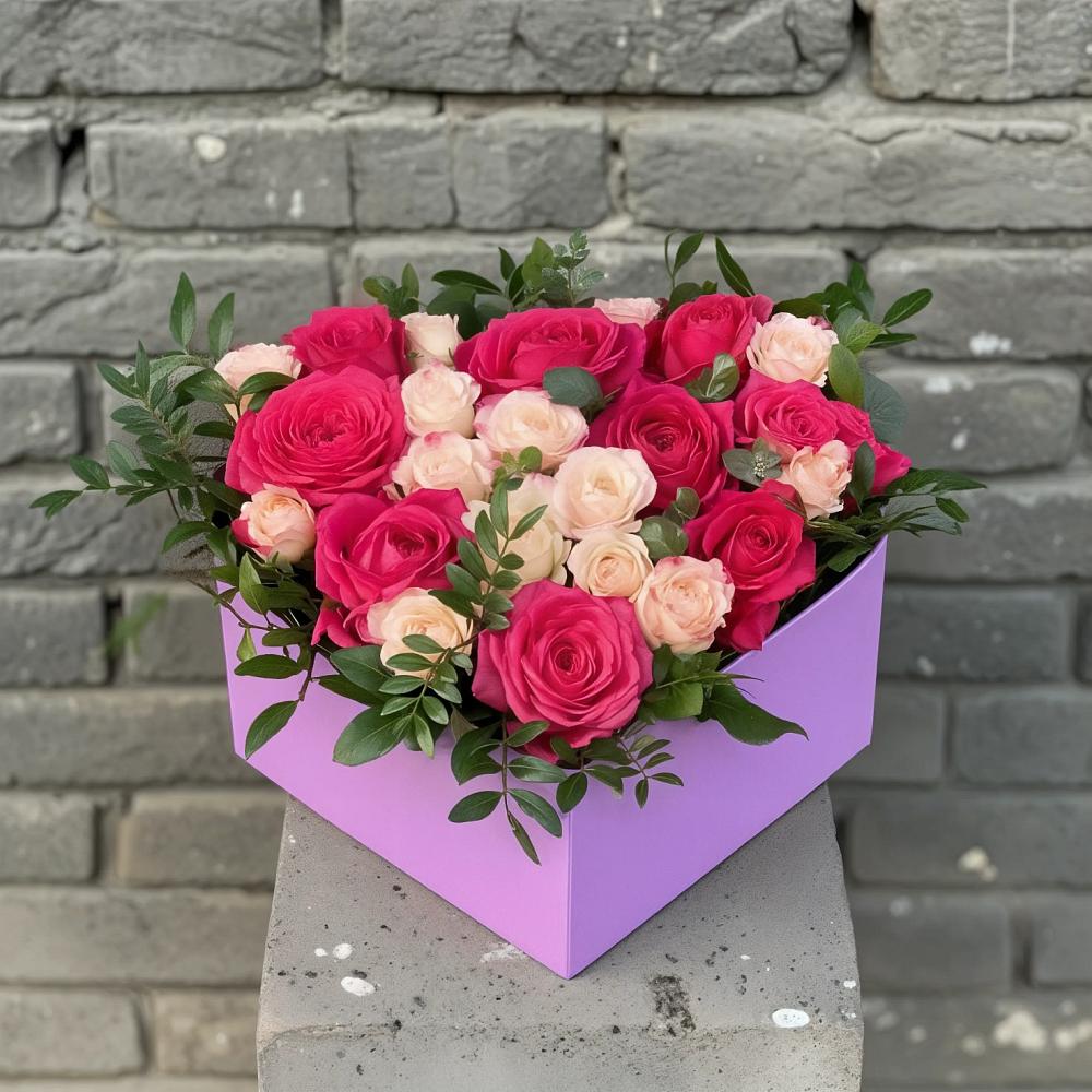 Цветочная композиция из Розы в коробке в Бакчаре