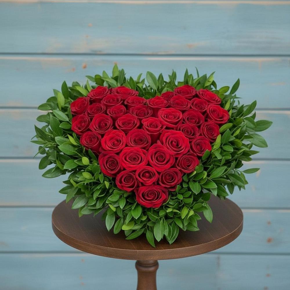 Цветочная композиция из Розы в виде сердца в Бакчаре