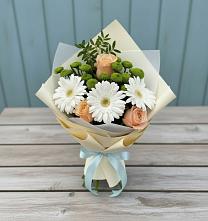 Букет цветов из:  Герберы, Розы и Хризантемы в Бакчаре