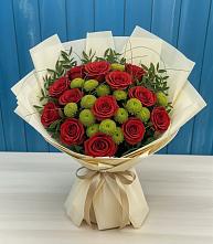 Букет цветов из:  Розы и Хризантемы в Бакчаре